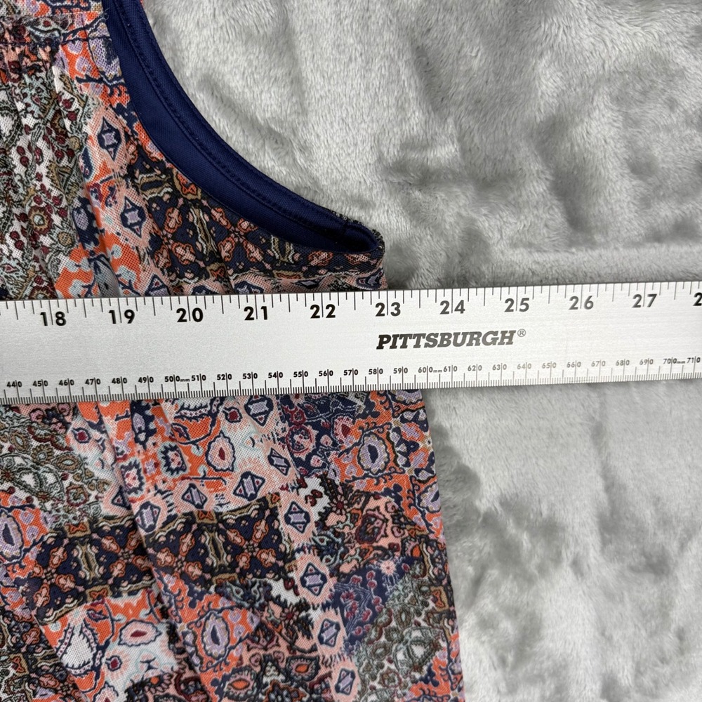 Bobbie Brooks Plus Size 3X Tank Top Boho Print Sleeveless Lined Navy Orange - Picture 6 of 10